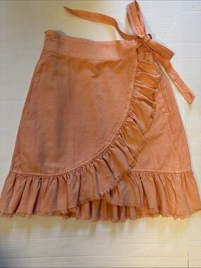Anthropologie Peach Ruffle Wrap Skirt